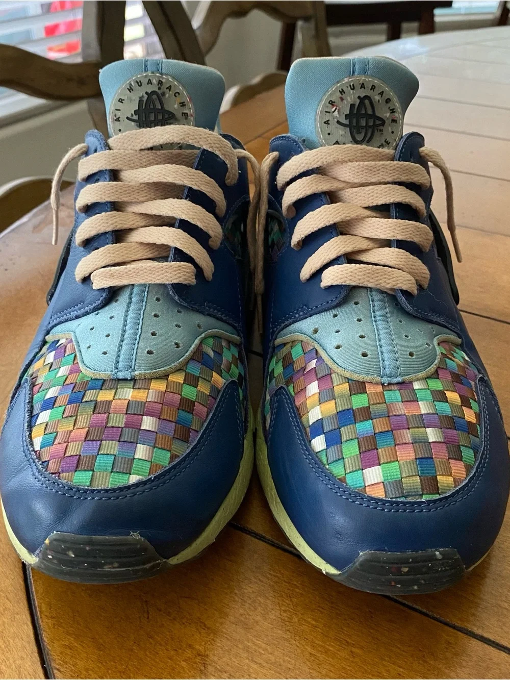 Multicolor Woven Mesh Casual Men's Sneakers - Blue & Pastel